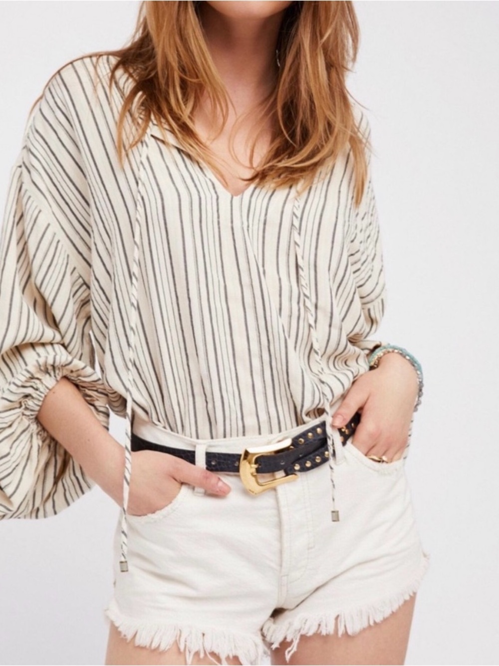Free People Rhythm Of The Night Boho Stripe Tunic Top M